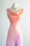 Simple Orange Purple Ombre A Line Satin Prom Dress Wedding Guest Dress HZ1023