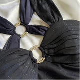 Charming Straps Navy Blue Ombre Long Backless Prom Dress Evening Dress HZ1023