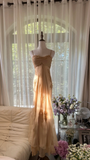 Dreamy Sheath Spaghetti Strap Appliques Chiffon Long Prom Dress Evening Dress HZ1023