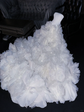 Stunning A Line Strapless White Floral Organza Prom Dress Evening Dress HZ1023