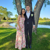 A-Line Sequare Neck Floral Layered Long Prom Dress With Slit Elegant Formal Evening Dress HZ1023