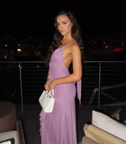 Sexy Grape Purple Sheath Straps Chiffon Open Back Prom Dress Party Dress HZ1023