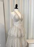 Cute A Line Halter Layered Polka Dot Tulle Party Dress Wedding Guest Dress HZ1023