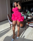 Sexy Hot Pink Short Party Dress Homecoming Dress HZ1023