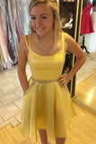 Yellow Homecoming Dress with Pockets HZ1023