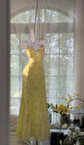 Gorgeous Yellow Spaghetti Strap A Line Chiffon Beaded Long Prom Dress HZ1023