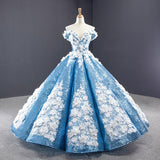Luxurious Ball Gown Off-the-shoulder Appliques Sequin Prom Dresses HZ1023