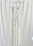 Gentle White Mermaid Spaghetti Straps Appliques Satin Tulle Long Prom Dress Evening Dress HZ1023