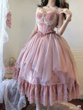 Pink A Line Spaghetti Strap Pearl Tulle Velvet Prom Dress Party Dress Evening Dress HZ1023