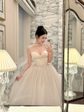 Princess A Line Spaghetti Strap White Tulle Birthday Dress Party Dress HZ1023
