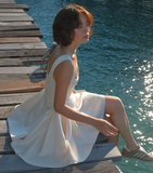 Simple A Line Straps Ivory Satin Short Homecoming Dress Birthday Dress HZ1023