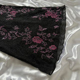 Black Retro Elegant Pink Beaded Chiffon Prom Dress Evening Dress Birthday Party Dress HZ1023