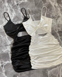 Royal Blue Sheath Spaghetti Strap Satin Mini Homecoming Dress Cocktail Dress HZ1023