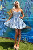 Beautiful Floral Print A-Line Homecoming Dress HZ1023