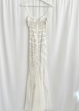 Gentle White Mermaid Spaghetti Straps Appliques Satin Tulle Long Prom Dress Evening Dress HZ1023