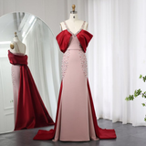 Elegant V Neck Satin Beaded Long Prom Dress Formal Evening Dress HZ1023