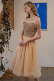 Sweet Off-the-shoulder Tulle Homecoming Prom Dress HZ1023