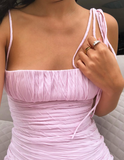 Elegant Sheath Spaghetti Strap Light Pink Satin Long Prom Dress Evening Dress HZ1023