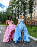 A Line V Neck Blue/Pink Princess Prom Dress Evening Party Dress HZ1023