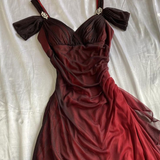Sexy A Line Straps Ombre Burgundy Chiffon Long Prom Dress HZ1023