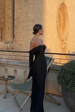 Mermaid Off The Shoulder Black Prom Dress party Evening Gown HZ1023