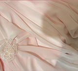 Elegant Pink Off the Shoulder 3D Flower Pleated Chiffon Long Prom Dress HZ1023