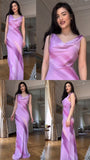 Simple Purple Mermaid Chiffon Long Prom Dress Party Dress Outfits HZ1023