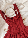 Cute A Line Straps Red Satin Short Homecoming Dress Birthday Dress HZ1023