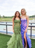 Charming Green Strapless Lace Appliques Mermaid Formal Prom Dress Evening Dress HZ1023