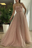 Pink tulle long A line prom dress pink evening dress HZ1023