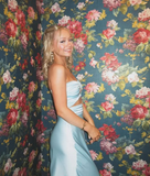 Sweet Strapless Satin A Line Prom Dress Long Party Evening Dress HZ1023