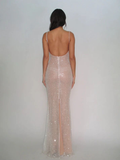 Elegant Mermaid Sequin Pink Prom Dress Long Brithday Evening Dress HZ1023