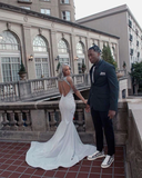 Shining Silver Mermaid Long Sleeves Prom Dress HZ1023