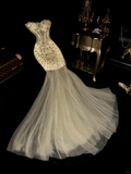 Shiny Mermaid Sweetheart Neck Corset Beaded Sequin Tulle Long Prom Dress Party Dress HZ1023