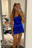 Spaghetti Straps Royal Blue Short Prom Dress Homecoming Dress HZ1023