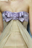 Cute A Line Strapless Purple Bow Tulle Long Prom Dress Evening Dress HZ1023