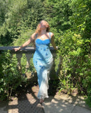 Gorgeous Sheath Strap Beaded Blue Ombre Chiffon Prom Dress Graduation Prom Dress HZ1023