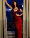 Sexy A Line Straps Ombre Burgundy Chiffon Long Prom Dress HZ1023