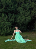 Romantic A Line Sweetheart Neck Ruffle Green Chiffon Party Dress Birthday Dress HZ1023