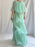 Green Layered Chiffon A Line V Neck Simple Long Party Dress Evening Dress 18 Birthday Dress HZ1023