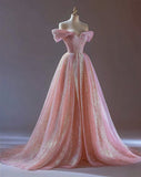 Princess A Line Off the Shoulder Pink Tulle Prom Dress 16th Birthday Dress HZ1023