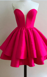 Sexy A-Line Sweetheart Sleeveless Tiered Short Homecoming Dress With Pleats HZ1023