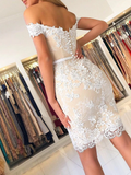 Off-Shoulder Sheath Lace Sexy Short Homecoming Dresses HZ1023