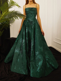 Long Spaghetti Straps A-line Green Prom Dresses, Long Prom Dresses HZ1023