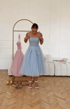 Pink A Line Spaghetti Strap Tulle 18th Birthday Dress Prom Dress HZ1023
