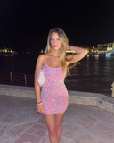 Cute Sweet Bodycon Pink Sparkly Short homecoming dresses HZ1023