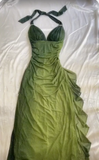 Elegant Halter Straps Ombre Green Long Chiffon Prom Dress HZ1023