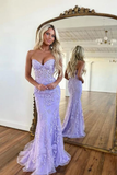 Beautiful Purple Strapless Applique Mermaid Evening Dress,Formal Prom Dress HZ1023