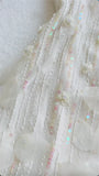 Gorgeous A Line Spaghetti Strap Beaded Sequin Ivory Chiffon Prom Dress Evening Dress HZ1023