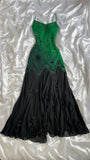 Green Black Ombre A Line Spaghetti Strap Beaded Chiffon Prom Dress Evening Dress HZ1023